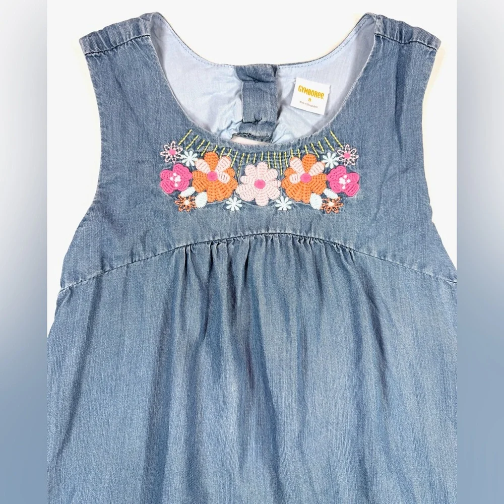 GYMBOREE Girls’ Chambray Floral Embroidered Western Tunic‎ Top Bohemian Size 8